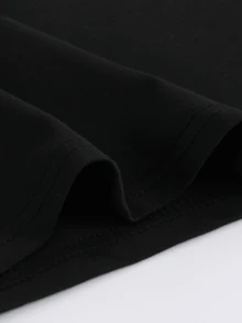 Casual Minimalist Style Black Ruffle Sleeve Midi Dress, Cute & Elegant Children's Dress, Suitable For Spring & Summer - Black - View 5