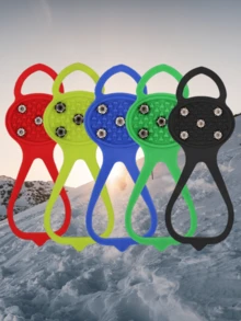 1 Piece, 5-Speed Ice Claw, Universal Anti Slip Ice Climbing Nail For Shoes And Boots, Gourd Shaped Snow Anti Slip Shoe Cover, 5-Steel Nail Anti Slip Snow Shoe Cover, Heavy-Duty Manganese Steel Material, Suitable For Mountaineering, Ice Climbing, Winter Walking, Running And Hunting, Ice And Snow Anti Slip Shoe Studs, - Multicolor - View 2