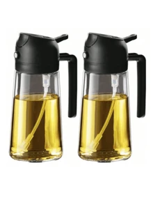 1pc Olive Oil Spray Bottle, Essential For Kitchen - 2-In-1 Olive Oil Sprayer, Suitable For Cookware, Air Fryer, Salad And Grilling - Black Olive Oil Mister Bottle, Ideal For Outdoor BBQ, Grill, Low-Fat Meals, Kitchen Use, Air Fryer And Camping. Lightweight And Portable, Suitable For Women, The Perfect Sprayer/Mister For Home Kitchen And Grilling.