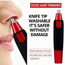 AXH Men's Nose & Ear Hair Trimmer, Stainless Steel Manual Waterproof Portable Nose Hair Shaver - Black - View 2