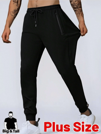 Herren Große Größen Frühling/Sommer Sporthose mit Kordelzug, 100% Polyesterstoff, maschinenwaschbar, schnelltrocknend, atmungsaktiv, lässiger Alltags-Tragekomfort