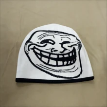 2D 恶搞脸表情包针织帽，保暖拉法帽，适合亚文化角色扮演、面部表演、恶作剧，防尘，适合所有人，复活节、主题派对、愚人节、舞台表演、恶作剧、感恩节、新年礼物 - 黑色 - 查看 3