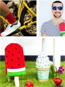 2/4 Pairs Men's Funny Fruit & Ice Cream Socks - Creative Gift For Fruit Lovers - Knitted Fruit Pattern Novelty Socks, Crazy Happy Socks, Watermelon Ice Cream Socks - Multicolor - View 7