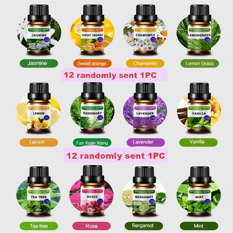 Set de 6 piezas de aceites esenciales aromáticos, con aroma a plantas, que incluye difusor, vela, piedra aromática, humidificador, difusor de coche y recambio de aceite para uso doméstico - Sándalo - Añade 18