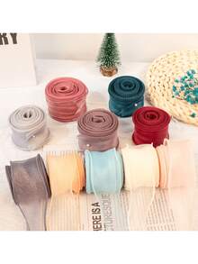 1 peça/2 peças/4 peças 10 Jardas/Rolo Cauda de Peixe Tule Colorido, Fita de Tecido Transparente de Cor Sólida, Para Embrulho de Presentes, Decoração de Buquê Floral do Dia dos Namorados, Decoração de Festa de Casamento, Adequado para Convites, Artesanato, Laços de Cabelo, Sem Núcleo Incluído - Multicolorido - Visão 3