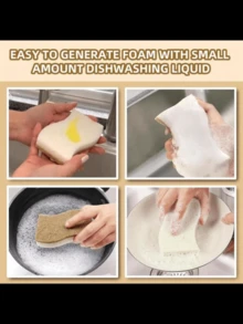 12pcs Natural Kitchen Sponges - & Compostable Cellulose & Coconut Fiber Dish Sponges - 12 Pack