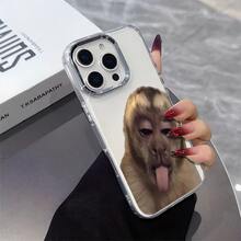 Funda de teléfono transparente con patrón Mono con la lengua fuera, liviana y duradera, compatible con iPhone 17/16/15/14/13/12/11 PRO MAX/PRO/PLUS,  Galaxy, , Redmi, OPPO, vivo, , , Honor,  y OnePlus. - transparente - Ver 5