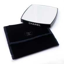 CHANEL Square Double-Sided Compact Makeup Mirror, Black Frame, Comes With Travel Makeup Velvet Pouch - Black - View 1