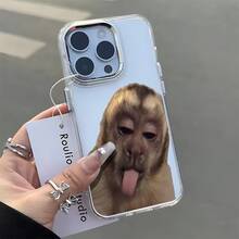 Funda de teléfono transparente con patrón Mono con la lengua fuera, liviana y duradera, compatible con iPhone 17/16/15/14/13/12/11 PRO MAX/PRO/PLUS,  Galaxy, , Redmi, OPPO, vivo, , , Honor,  y OnePlus. - transparente - Ver 6