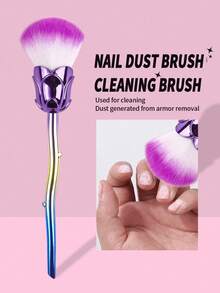 1Pc Nail Art Dust Brush Pink Rose-Shaped Design Cleaner Brush For Nails Makeup, Powder, Blush, Cleaning And Trimming Multi-Functional Rose Flower Nail Brush - Nail Dust Cleaner, Powder, Blush, Makeup Brush For Travel - Mauve Purple - View 4