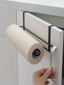 [Space-Saving Paper Holder] Space-Saving Carbon Steel Wall-Mounted Paper Towel Holder - Easy-Install, No Drilling Needed, Black Metal Design For Kitchen & Bathroom Essentials, Pasta, Spices, And Toiletries Organization - Multicolor - View 2