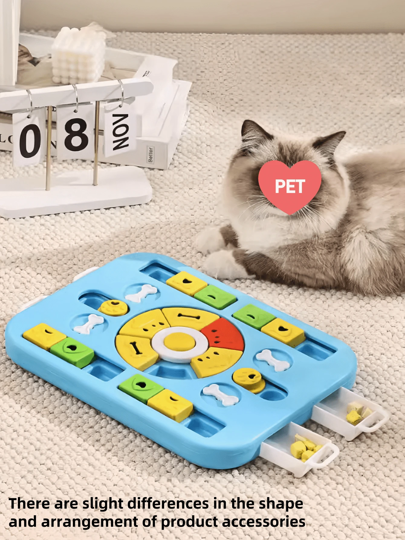 1个宠物喂食器，互动喂食玩具，狗狗益智玩具，猫狗通用互动玩具，猫狗觅食碗，宠物训练玩具，狗狗互动喂食盘，宠物碗，带分隔板的宠物喂食游戏托盘，宠物防噎碗，宠物用品