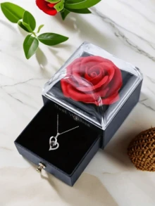 1pc Rose Gift Box, Preserved Flower Box, Lightweight Minimalist Luxury, Easy To Take Out, Valentine's Day Gift Box, Jewelry Box, Suitable For Valentine's Day Gift, Holiday Gift, Jewelry Storage, Couple Wedding Gift , Makeup Room Decor,Room Decor - Multicolor - View 1