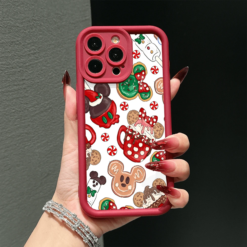 Disney.What Christmas Patterned Phone Case Featuring Mugs Cookies And Mickey Mouse. Compatible With IPhone 17, 16, 15, 14, 13, 12, And 11 Pro Models. Made Of TPU, With Shockproof Protection. A Delightful Gift For Family Friends Birthdays Holidays And Special Occasions. - Đỏ - Xem 1