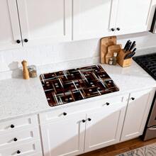 1/10 piezas Alfombrilla de secado de estilo bohemio, rejilla de secado, alfombrilla para máquina de café. Esta alfombrilla de secado presenta líneas geométricas abstractas y patrones circulares, combinando elementos profundos de rojo, marrón, negro y plata para crear un ambiente artístico retro. Adecuado para encimeras de cocina y barras de café, este accesorio de secado rápido, altamente absorbente y fácil de limpiar tiene un respaldo de goma antideslizante para proteger las superficies de la cocina. Un elemento esencial de decoración del hogar. - Multicolor - Ver 12