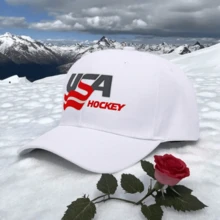 USA Hockey Graphic Pattern Casual Sports Baseball Cap Adjustable Strap Dad Hat, Cotton Breathable Style For Outdoor Activities, Football Gift For Men/Women - trắng - Xem 1