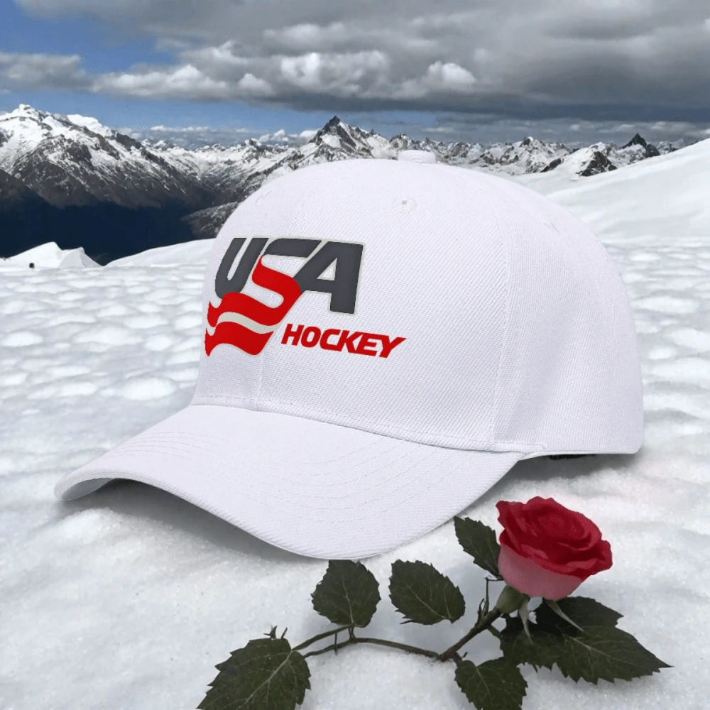 USA Hockey Graphic Pattern Casual Sports Baseball Cap Adjustable Strap Dad Hat, Cotton Breathable Style For Outdoor Activities, Football Gift For Men/Women - trắng - Xem 1