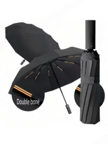 1pc Portable Windproof Double-Canopy Black Umbrella - Valentine's Day Gift: This Is The Perfect Gift For Your Loved One Or Partner, With A Sturdy Structure And Long-Lasting Durability, Ideal For Daily Commuting And Outdoor Activities., Spring Summer Picks, Brides Maid Gifts, Room, Bedroom Decor, Bedroom Decor, Beach, Travel, For Men, For Women, Vacation,Women's Day,Travel Essentials,Wedding Favours,Y2k,Bedroom,Car Accessories Women,Kitchen Decor - Multicolor - View 1