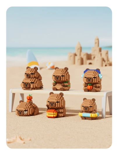 1 Cute Capybara Adult 14+ Building Blocks, 400+Pcs, Birthday Gift, DIY Animal Series Building Blocks, Desktop Decoration, Pressure Relief, Stress Relief, Home Collection Decoration, Assembly Doll, Office Desktop Ornament, Holiday Gift, Father's Day Gift, Wedding Gift, Wedding Decor, Graduation Gift