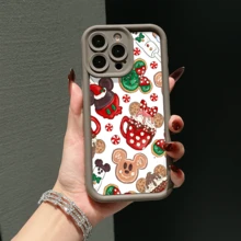 Disney.What Christmas Patterned Phone Case Featuring Mugs Cookies And Mickey Mouse. Compatible With IPhone 17, 16, 15, 14, 13, 12, And 11 Pro Models. Made Of TPU, With Shockproof Protection. A Delightful Gift For Family Friends Birthdays Holidays And Special Occasions. - Brown - View 1