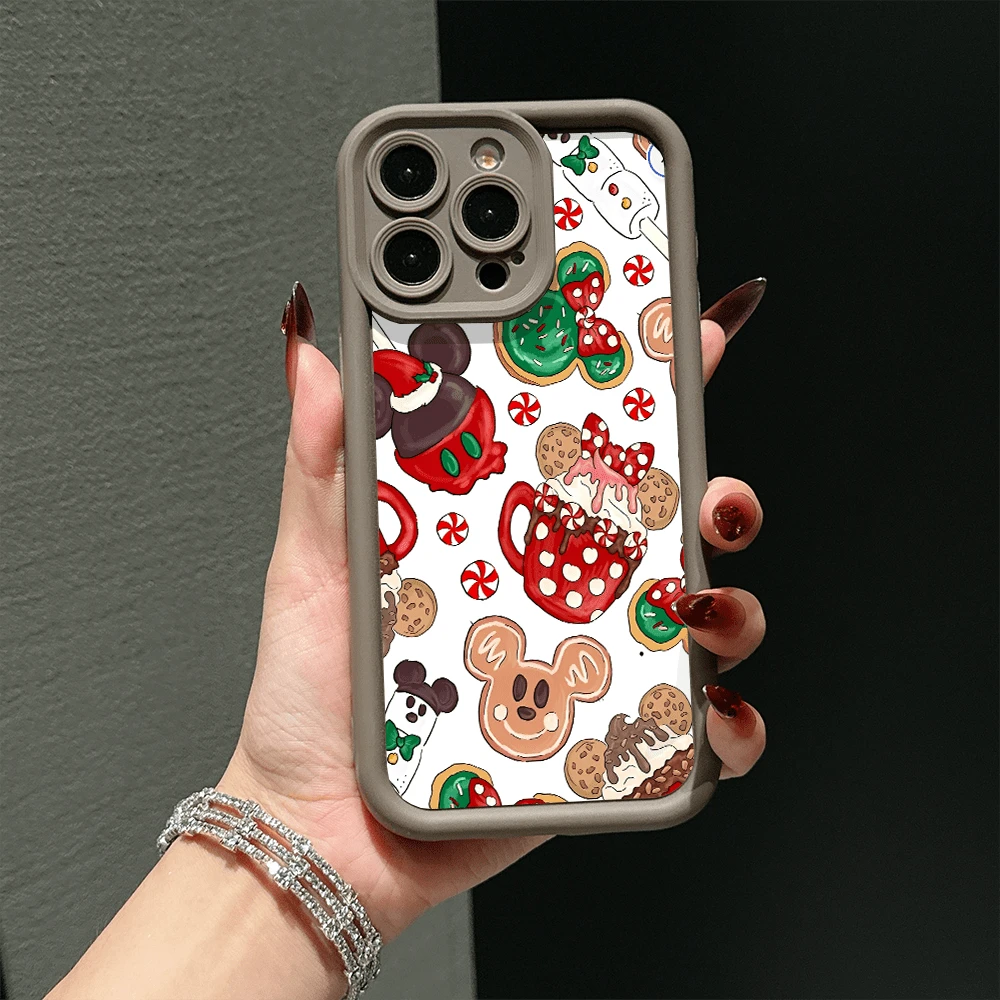 Disney.What Christmas Patterned Phone Case Featuring Mugs Cookies And Mickey Mouse. Compatible With IPhone 17, 16, 15, 14, 13, 12, And 11 Pro Models. Made Of TPU, With Shockproof Protection. A Delightful Gift For Family Friends Birthdays Holidays And Special Occasions. - Brown - View 1