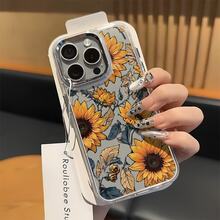 Funda de teléfono transparente con patrón girasol amarillo brillante, liviana y duradera, compatible con iPhone 17/16/15/14/13/12/11 PRO MAX/PRO/PLUS,  Galaxy, , Redmi, OPPO, vivo, , , Honor,  y OnePlus. - transparente - Ver 3