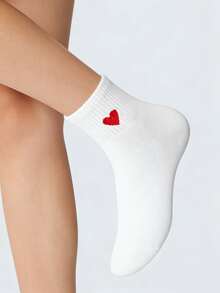 1/6/10双装男女通用配饰袜，心形短袜，白色，价格实惠，Y2K风格，可爱，运动趣味袜，情人节礼物 - 彩色 - 查看 4