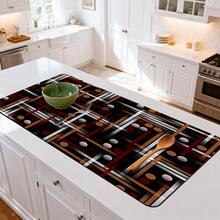1/10 piezas Alfombrilla de secado de estilo bohemio, rejilla de secado, alfombrilla para máquina de café. Esta alfombrilla de secado presenta líneas geométricas abstractas y patrones circulares, combinando elementos profundos de rojo, marrón, negro y plata para crear un ambiente artístico retro. Adecuado para encimeras de cocina y barras de café, este accesorio de secado rápido, altamente absorbente y fácil de limpiar tiene un respaldo de goma antideslizante para proteger las superficies de la cocina. Un elemento esencial de decoración del hogar. - Multicolor - Ver 15
