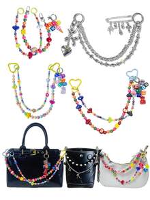 Bộ phụ kiện 3 trong 1, Dây xích túi xách nữ, Dây xích ví, Mặt dây chuyền ví, Mặt dây chuyền túi xách, Móc khóa ví, Mặt dây chuyền phụ kiện túi xách, Phụ kiện ví, Mặt dây chuyền túi xách dễ thương, Mặt dây chuyền và dây xích ví, Phụ kiện ba lô, Phụ kiện mặt dây chuyền túi xách, Mặt dây chuyền ví, Thích hợp để trang trí túi vỏ sò/tiệc cưới/túi đi biển bằng rơm/phụ kiện dạ hội/túi dạ hội, Phong cách thập niên 2000, Thích hợp làm quà tặng Ngày của Mẹ/Ngày Nhà giáo. - Nhiều màu - Xem 2