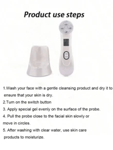 新款迷你面部美容仪，LED嫩肤按摩棒，面部护肤按摩器，LED光子嫩肤仪，USB充电式家用美容仪，适用于面部和颈部，电池容量：400mAh - 白色 - 查看 10