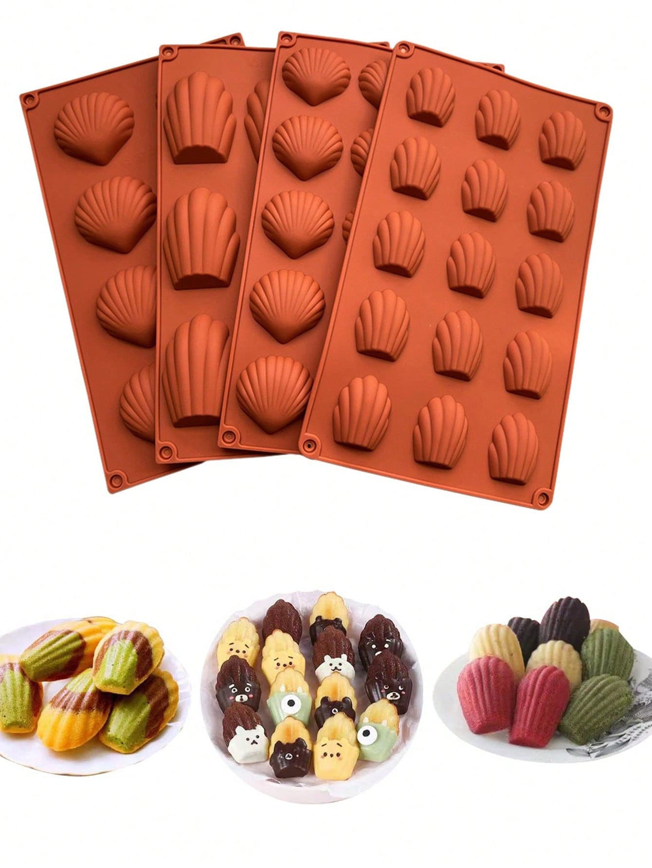 8/9/15 Shell-Shaped, 15 Cube-Shaped, 15/24/28 Round-Shaped, 8 Finger-Shaped Silicone Baking Molds, Non-Stick Cake Molds, Cupcake Molds, Chocolate Molds, Practical Kitchen Tools