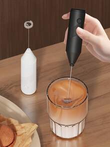 1pc Electric Milk Frother, Handheld Wireless Battery-Operated Milk Foam Maker, For Hot/Iced Coffee Latte Cappuccino Hot Chocolate, Home Baking & Kitchen Tool, Quick Easy Convenient, Perfect Birthday Gift For Her Bestie (No Batteries Included) - White - View 3
