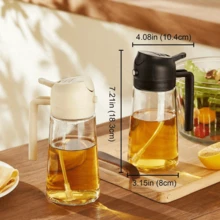 1pc Olive Oil Spray Bottle, Essential For Kitchen - 2-In-1 Olive Oil Sprayer, Suitable For Cookware, Air Fryer, Salad And Grilling - Black Olive Oil Mister Bottle, Ideal For Outdoor BBQ, Grill, Low-Fat Meals, Kitchen Use, Air Fryer And Camping. Lightweight And Portable, Suitable For Women, The Perfect Sprayer/Mister For Home Kitchen And Grilling.