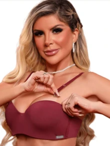 Strapless Bra With Removable Straps, Adjustable Silicone-Effect Padding, Triple Clasp, Reinforced Polyamide Top. - Màu Đỏ Sâu - Xem 5