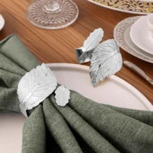 Anillos para servilletas con hoja de oro, Portaservilletas de hotel y restaurante - Dorado - Ver 12