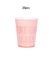 10个/20个/50个粉色和玫瑰金箔生日女王纸杯，适合女孩、女士生日派对，主题饮品杯，20岁、30岁、40岁、50岁、60岁生日装饰派对礼品 - 彩色 - 查看 6
