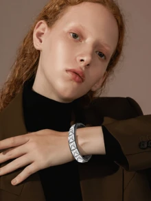 Yanxyad 1/6pcs Punk Rock Rivet Bracelet Set, Unisex, 80s Alternative Goth Grunge Emo Beaded Star Y2K Cuff Bracelet Accessories, PU Material Snap Closure Wristband, Suitable For Rock Outfits - Black - View 9