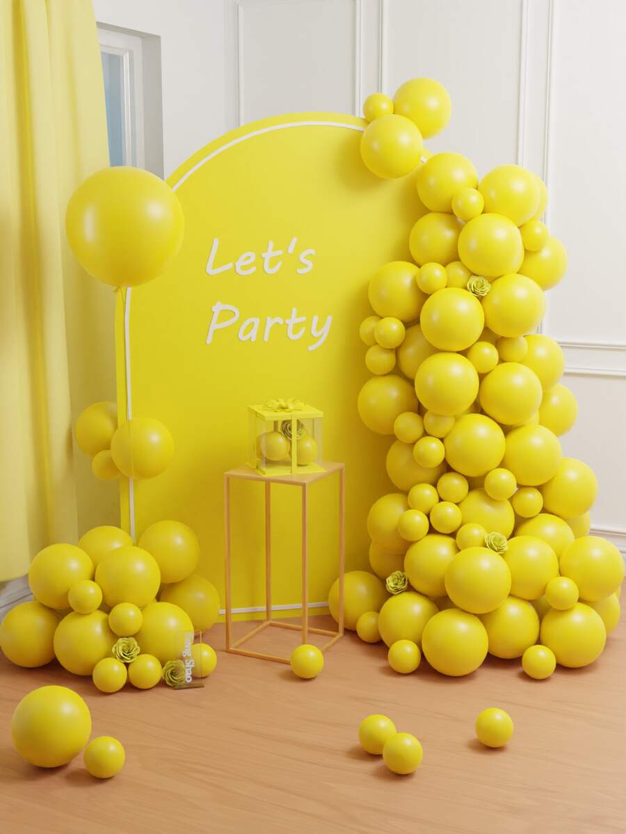 114/70/45/10pcs 18"/12"/10"/5" Matte Yellow Latex Balloon Set, Suitable For Easter, Bridal Shower, Wedding, Sunflower Birthday, Graduation, Christening, Gender Reveal, Spring Party Decor