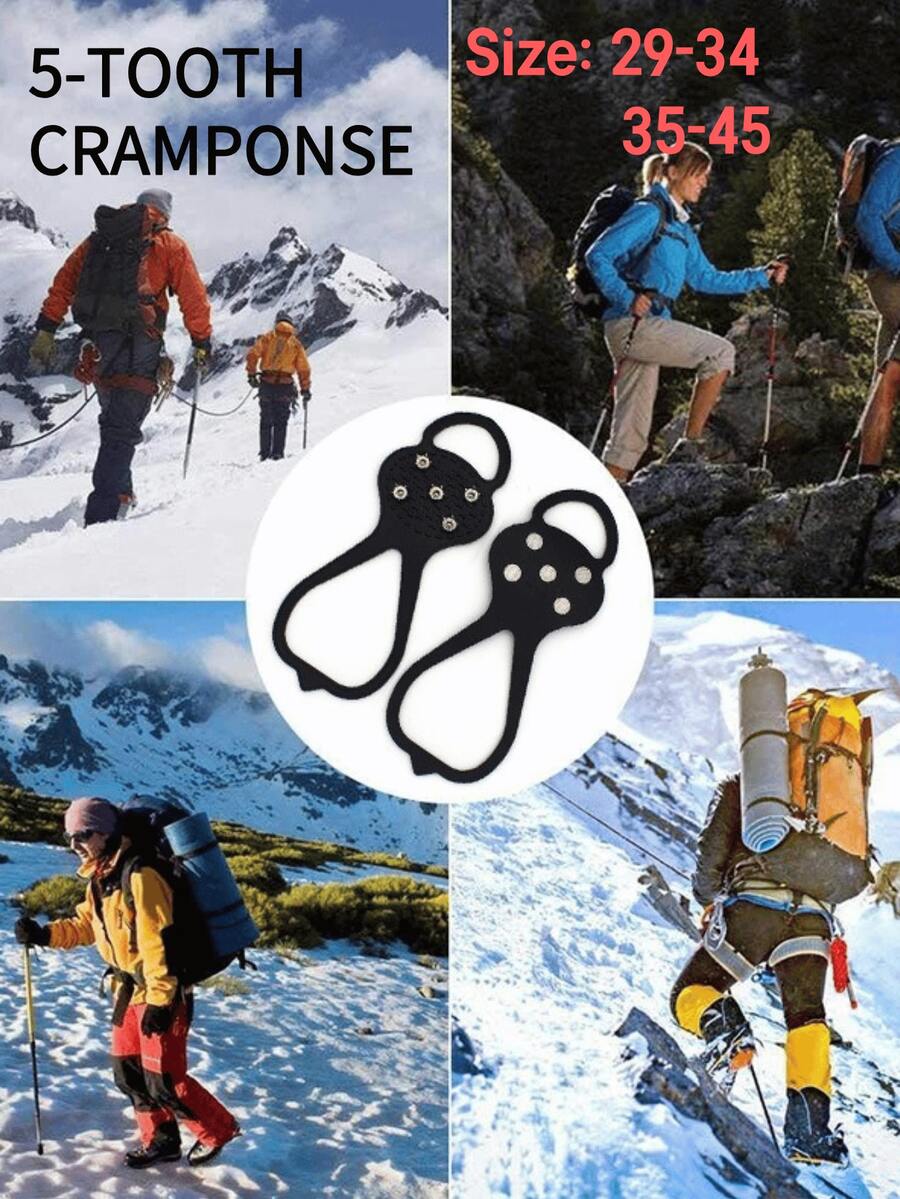 1 件装，5 速冰爪，通用防滑冰爪，适用于鞋靴，葫芦形雪地防滑鞋套，5 钉钢制防滑雪鞋套，高强度锰钢材质，适用于登山、冰攀、冬季徒步、跑步和狩猎，冰雪防滑鞋钉。 - 彩色 - 查看 1