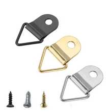 100pcs (50pcs Hooks + 50pcs Screws) Triangle Metal Photo Frame Hooks With Screws, Wall Mounted Frame Hangers For Art Display, Small Hanging Rings And Hooks