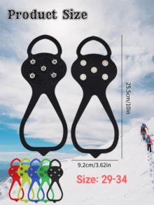 1 Piece, 5-Speed Ice Claw, Universal Anti Slip Ice Climbing Nail For Shoes And Boots, Gourd Shaped Snow Anti Slip Shoe Cover, 5-Steel Nail Anti Slip Snow Shoe Cover, Heavy-Duty Manganese Steel Material, Suitable For Mountaineering, Ice Climbing, Winter Walking, Running And Hunting, Ice And Snow Anti Slip Shoe Studs, - Multicolor - View 5