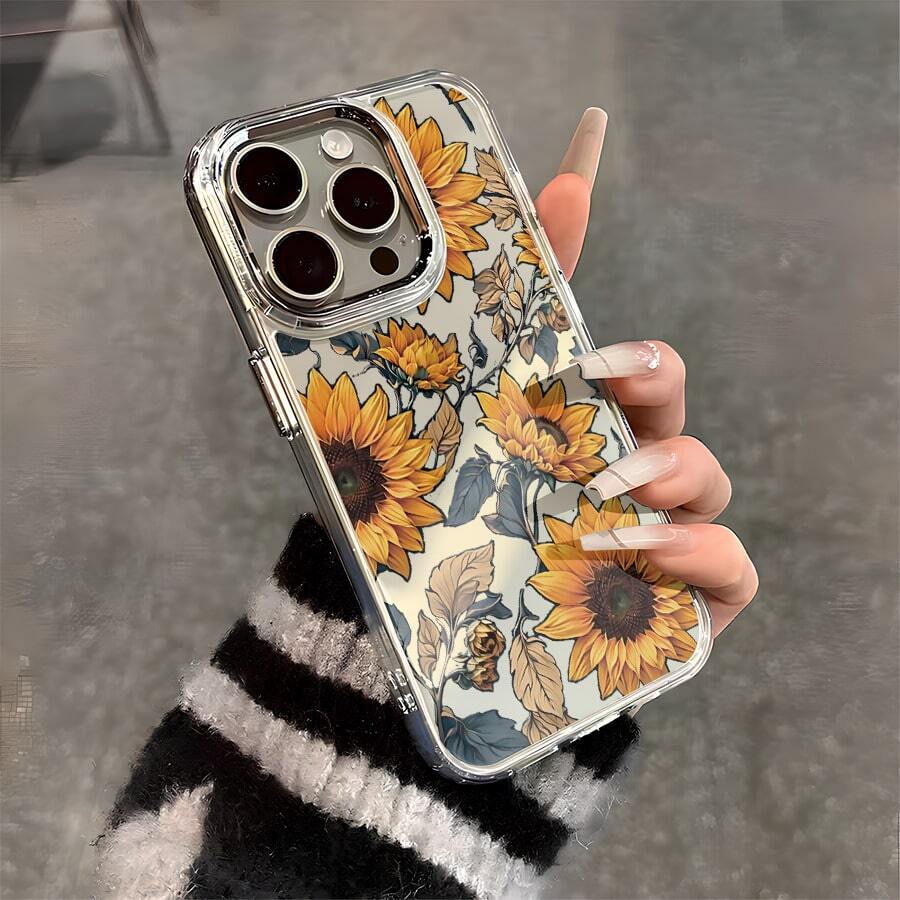 Funda de teléfono transparente con patrón girasol amarillo brillante, liviana y duradera, compatible con iPhone 17/16/15/14/13/12/11 PRO MAX/PRO/PLUS, Galaxy, , Redmi, OPPO, vivo, , , Honor, y OnePlus. - transparente - Ver 1