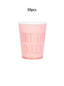 10个/20个/50个粉色和玫瑰金箔生日女王纸杯，适合女孩、女士生日派对，主题饮品杯，20岁、30岁、40岁、50岁、60岁生日装饰派对礼品 - 彩色 - 查看 8