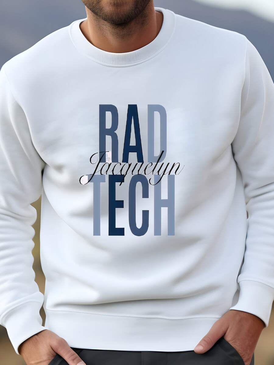 Mens Personalizado Rad Tecnología Sudadera Con Capucha Personalizado Tecnólogo Radiológico Sudadera Con Cremallera Futuro Rayos X Tecnología Graduación Regalo Nombre Camisa Sudadera - Blanco - Ver 1