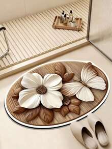 1pc Butterfly Flower Bathroom Mat, Wedding Decoration Summer Mat! Retro Flower Butterfly Diatomite, High-End Easy To Clean Decorative Carpet, Anti-Slip Cool Renovation, Suitable For Living Room, Bedroom, Washable Quick-Drying Diatomite, Bathroom Mat, Bathroom Carpet, Doormat, Small Rug, Carpet, Mat, Home Decor, Area Small Rug - Multicolor - View 18