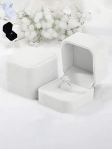 1 pieza/2 piezas Caja de anillo de terciopelo (Blanco/Negro), Adecuado para propuesta, boda, compromiso, regalo del Día de San Valentín, temporada de bodas, cumpleaños y aniversario - Elegante caja de exhibición de joyas para anillos, aretes, collares - Caja de anillo de lujo, accesorios nupciales, caja de regalo para damas, decoración de sala de maquillaje - Multicolor - Ver 1