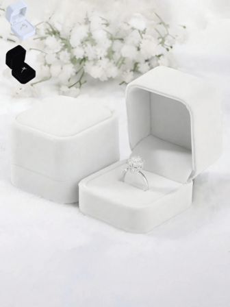 1ชิ้น/2ชิ้น กล่องใส่แหวนกำมะหยี่ (สีขาว/สีดำ), เหมาะสำหรับขอแต่งงาน, งานแต่งงาน, งานหมั้น, ของขวัญวันวาเลนไทน์, ฤดูแต่งงาน, วันเกิดและวันครบรอบ - กล่องแสดงเครื่องประดับที่หรูหราสำหรับแหวน, ต่างหู, สร้อยคอ - กล่องใส่แหวนหรูหรา, เครื่องประดับสำหรับเจ้าสาว, กล่องของขวัญสำหรับผู้หญิง