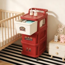 Lightweight Rolling Storage Cart, Storage And Organizing Cart, Multifunctional Rolling Cart, Room Decoration, Bathroom Decoration, Mobile Pull-Out Storage Rack For Kitchen, Living Room, Bathroom, Laundry Room, And Wardrobe - 紅色 - 查看 3