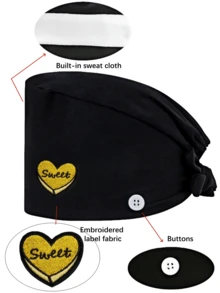 1 pezzo Cappellino da lavoro per donne in materiale di poliestere con stampa digitale a motivo a cuore del marchio, regolabile con elastico, adatto per medici, infermieri, saloni di bellezza, cliniche veterinarie, addetti alle pulizie e personale di servizio - Multicolore - Visualizzare 3
