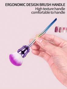 1Pc Nail Art Dust Brush Pink Rose-Shaped Design Cleaner Brush For Nails Makeup, Powder, Blush, Cleaning And Trimming Multi-Functional Rose Flower Nail Brush - Nail Dust Cleaner, Powder, Blush, Makeup Brush For Travel - Mauve Purple - View 6